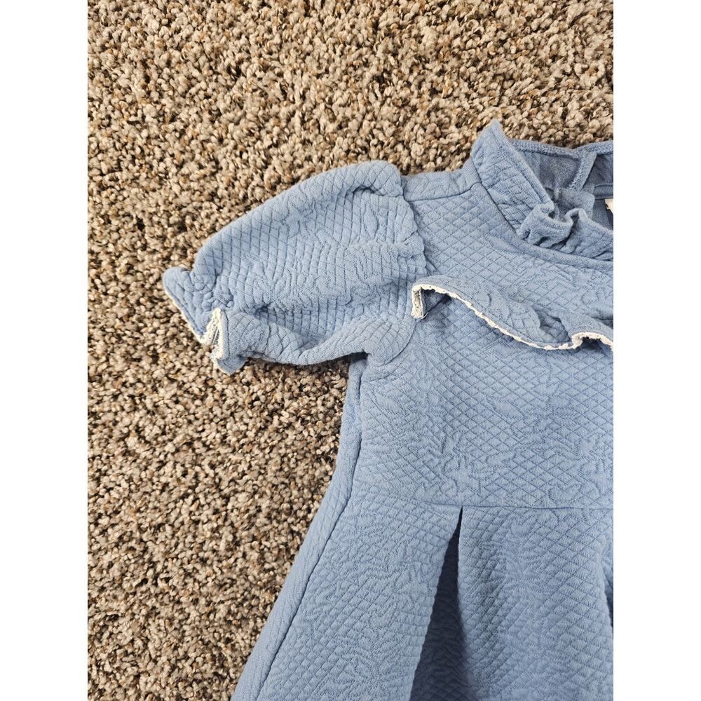 Janie and Jack Toddler Girls Sz 2T Pale Blue Ruffle Jacquard A Line Dress - Picture 2 of 4